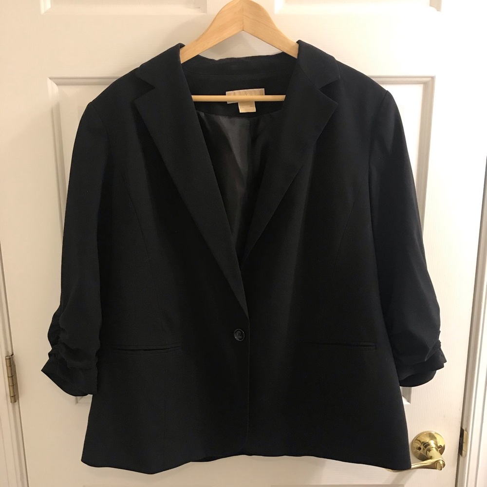 Michael Kors Boyfriend Blazer Ruched Sleeves